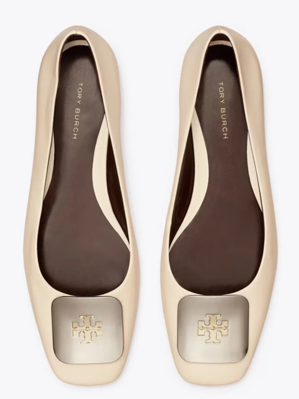 Tory Burch Cream Leather Georgia Ballet Flat